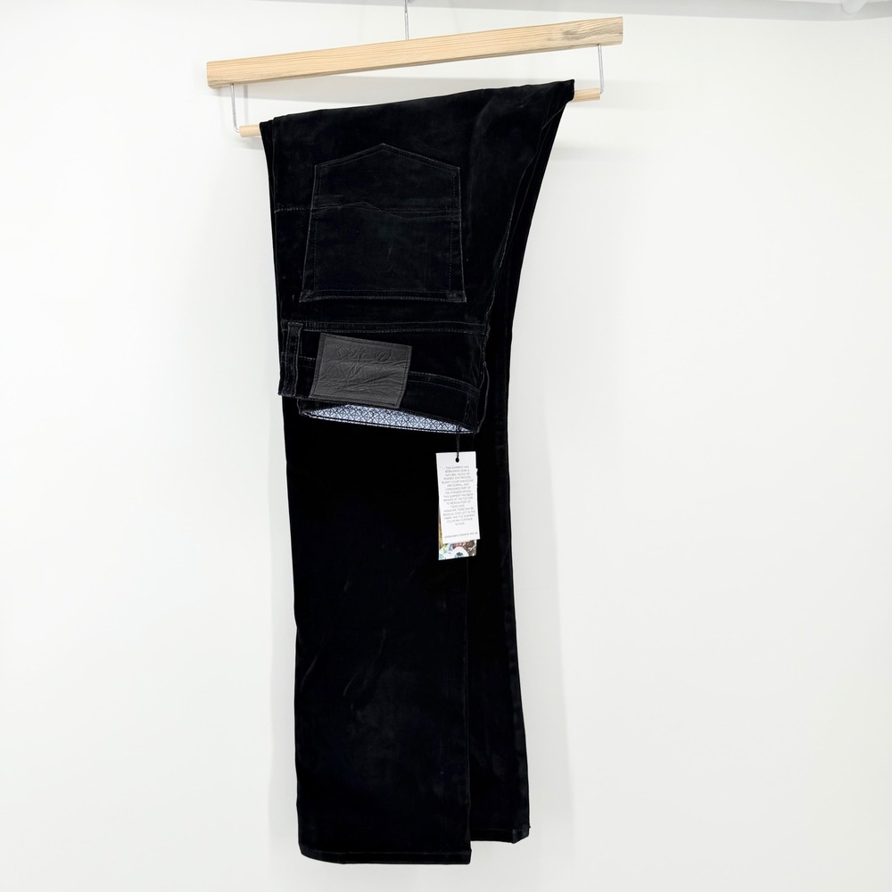 Robert Graham Mens 31 Celestial Velvet Pants Black Straight Leg Trousers Lux NWT